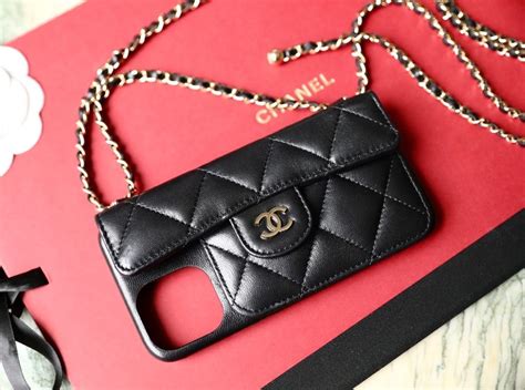 chanel phone case accessories|chanel phone holder with chain.